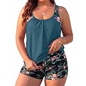 Womens Plus Size Tankini Swimsuit Two Piece Tummy Control Bathing Suit