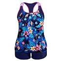 Womens Plus Size Tankini Swimsuit Two Piece Tummy Control Bathing Suit