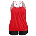 Womens Plus Size Tankini Swimsuit Two Piece Tummy Control Bathing Suit