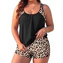 Womens Plus Size Tankini Swimsuit Two Piece Tummy Control Bathing Suit
