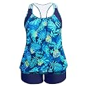 Womens Plus Size Tankini Swimsuit Two Piece Tummy Control Bathing Suit