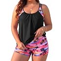 Womens Plus Size Tankini Swimsuit Two Piece Tummy Control Bathing Suit