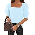 Womens Puff Short Sleeve Sweater Tops Square