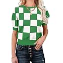 Womens Puff Short Sleeve Sweater Tops Crewneck Basic Knit Pullover Lightweight Casual Sweaters