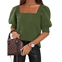 Womens Puff Short Sleeve Sweater Tops Square