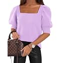 Womens Puff Short Sleeve Sweater Tops Square