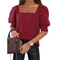 Womens Puff Short Sleeve Sweater Tops Square