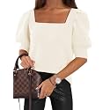 Womens Puff Short Sleeve Sweater Tops Square