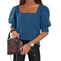 Womens Puff Short Sleeve Sweater Tops Square