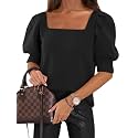 Womens Puff Short Sleeve Sweater Tops Square