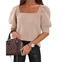 Womens Puff Short Sleeve Sweater Tops Square