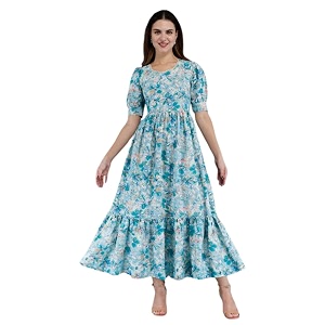 Womens Rayon Fabric Printed Long Anarkali Maternity