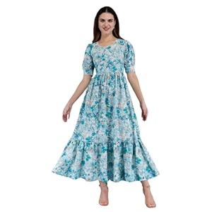 Womens Rayon Fabric Printed Long Anarkali Maternity