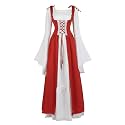 Womens Renaissance Dress Costume with Bell Sleeves and Lace Up Front
