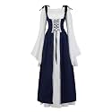 Womens Renaissance Dress Costume with Bell Sleeves and Lace Up Front