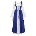 Womens Renaissance Dress Costume with Bell Sleeves and Lace Up Front
