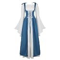 Womens Renaissance Dress Costume with Bell Sleeves and Lace Up Front