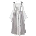 Womens Renaissance Dress Costume with Bell Sleeves and Lace Up Front