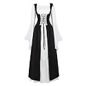 Womens Renaissance Dress Costume with Bell Sleeves and Lace Up Front