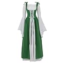 Womens Renaissance Dress Costume with Bell Sleeves and Lace Up Front