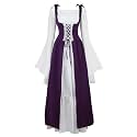 Womens Renaissance Dress Costume with Bell Sleeves and Lace Up Front