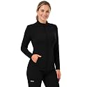 Womens Scrub Jacket, Slim Fit Zip Front Nurse Coats with 4 Pockets