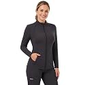 Womens Scrub Jacket, Slim Fit Zip Front Nurse Coats with 4 Pockets