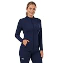 Womens Scrub Jacket, Slim Fit Zip Front Nurse Coats with 4 Pockets