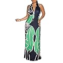 Womens Sexy Summer Dresses Halter Neck Plus Size Long Maxi Dress Casual Floral Beach Sun Dresses with Pockets