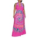 Womens Sexy Summer Dresses Halter Neck Plus Size Long Maxi Dress Casual Floral Beach Sun Dresses with Pockets
