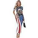 Womens Short Sleeve Jamaican Flag Midi Bodycon Dress