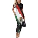 Womens Short Sleeve Jamaican Flag Midi Bodycon Dress