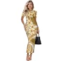 Womens Short Sleeve Jamaican Flag Midi Bodycon Dress