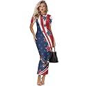 Womens Short Sleeve Jamaican Flag Midi Bodycon Dress