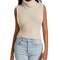Womens Sleeveless Sweater Vest Turtleneck Ribbed Knit Tank Tops Basic Slim Fit Top