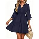 Womens Spring Summer Mini Dress Western Ruffled Sleeve Chiffon V Neck Flowy A Line Short Wedding Guest Party Dresses