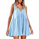 Womens Summer Babydoll Mini Dress Casual Swing