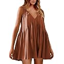 Womens Summer Babydoll Mini Dress Casual Swing