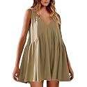 Womens Summer Babydoll Mini Dress Casual Swing
