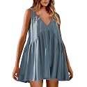 Womens Summer Babydoll Mini Dress Casual Swing