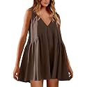 Womens Summer Babydoll Mini Dress Casual Swing
