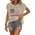 Womens Summer Crochet Tops Hollow Out Cap Sleeve Cover Up Tank Top Pullover Sweater Vest Beach Vacation Clothes