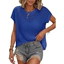 Womens Summer Crochet Tops Hollow Out Cap Sleeve Cover Up Tank Top Pullover Sweater Vest Beach Vacation Clothes