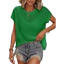 Womens Summer Crochet Tops Hollow Out Cap Sleeve Cover Up Tank Top Pullover Sweater Vest Beach Vacation Clothes