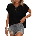 Womens Summer Crochet Tops Hollow Out Cap Sleeve Cover Up Tank Top Pullover Sweater Vest Beach Vacation Clothes