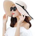 Womens Sun Straw Hat Wide Brim UPF 50 Summer Hat