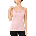 Womens Tank Top Camisoles with Premium Cotton Italian Design - Trimmed with Flower Lace on Neckline