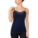 Womens Tank Top Camisoles with Premium Cotton Italian Design - Trimmed with Flower Lace on Neckline