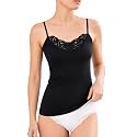 Womens Tank Top Camisoles with Premium Cotton Italian Design - Trimmed with Flower Lace on Neckline