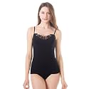 Womens Tank Top Camisoles with Premium Cotton Italian Design - Trimmed with Flower Lace on Neckline